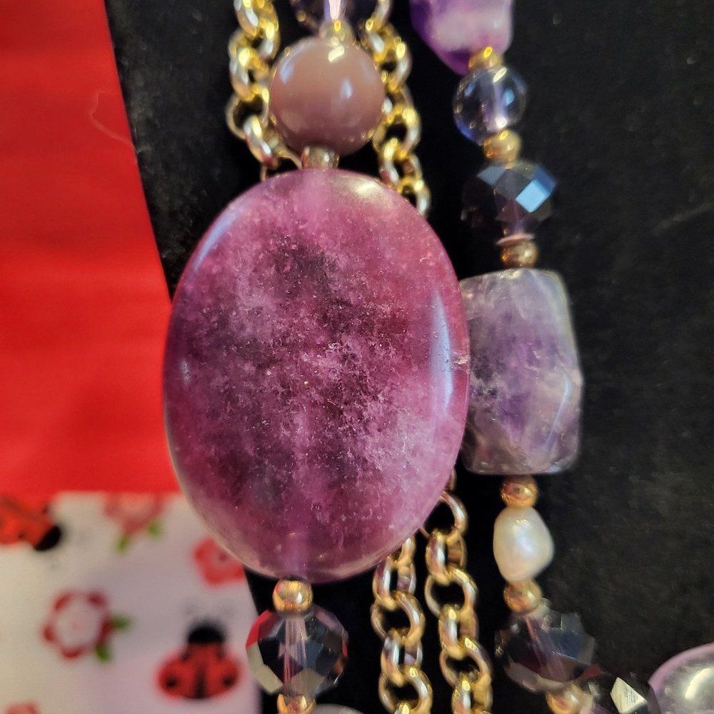 Amethyst Beaded Multi-Strand Statement Necklace - image 3